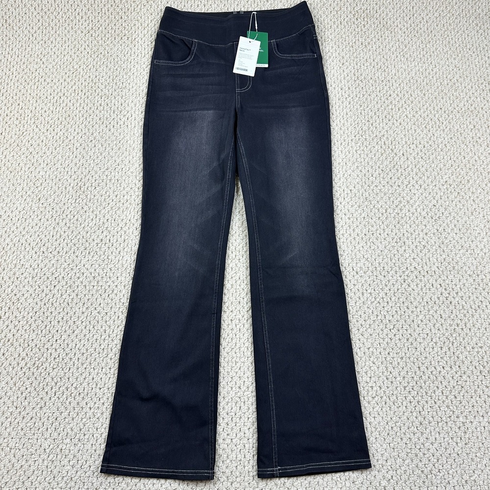 NEW Halara Flex Denim Jeans Womens M Carbon Paint Wash Pull On Stretch Bootcut